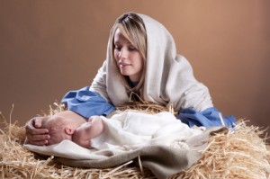 Nativity Scene with Mary and Baby Jesus